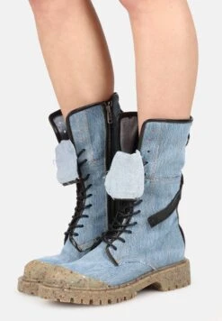 A.S.98 Stivali Con PlateauDenim Blu Nero Donna Stivali AI111N0JH-K11