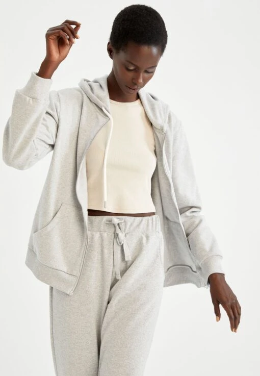 DeFacto Regular FitFelpa Con CappuccioGrey Donna Felpe DEZ21J0FH-C11