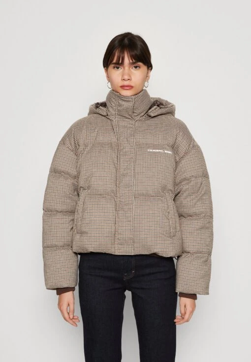 COLOURFUL REBEL Zya Dogtooth Cropped Puffer JacketGiacca InvernaleBrown Donna Giacche E Blazer C5J21U00M-O11
