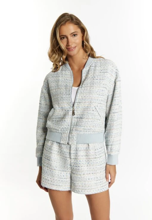 Faina BoucléMiokiGiubbotto BomberHellblau Mehrfarbig Donna Giacche E Blazer FAB21G01T-K11