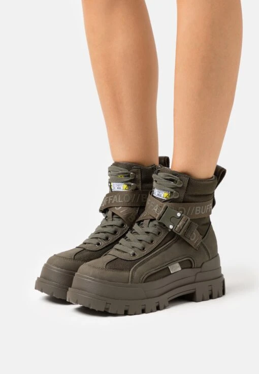 Buffalo Aspha Laceup MidStivaletti StringatiKhaki Donna Stivaletti BU311N0D1-N11