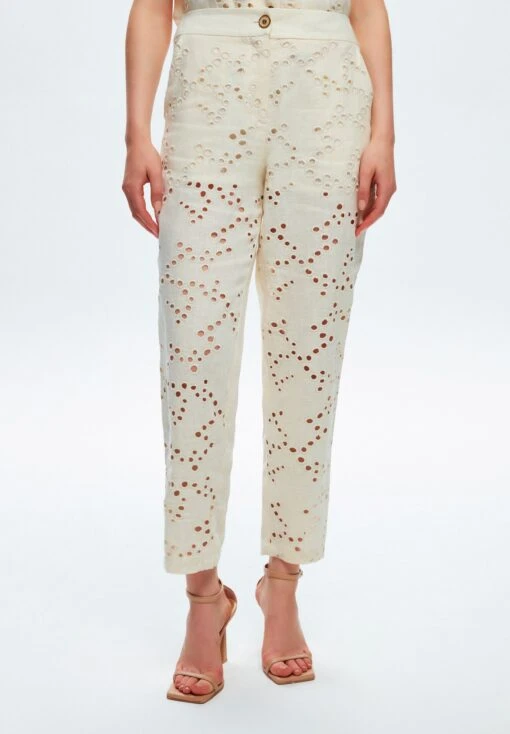 Embroidered - Pantaloni - Beige